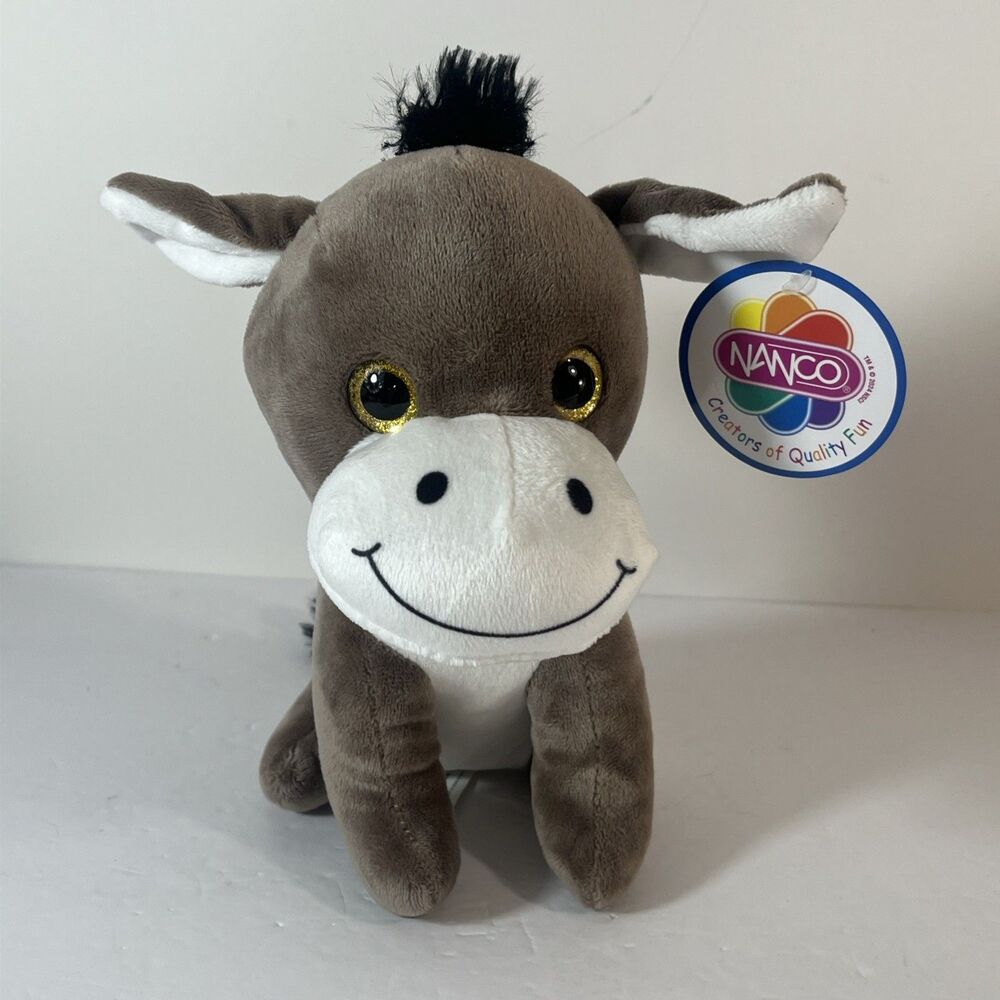 Donkey Glitter Yellow Eyes Plush Stuffed Animal Toy w/tags